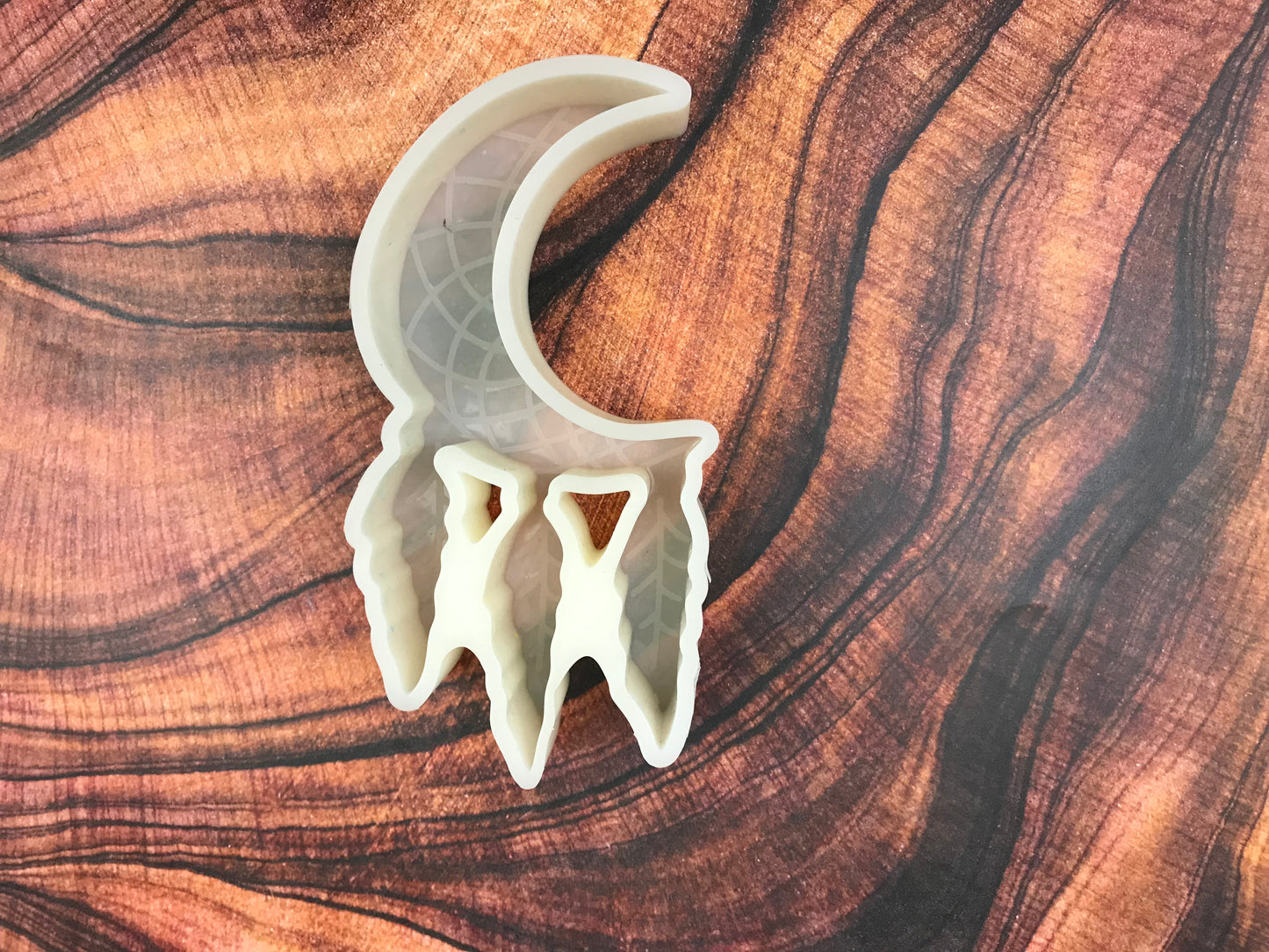 Boho Crescent Moon with Feathers Freshie Mold (Non-SBA)