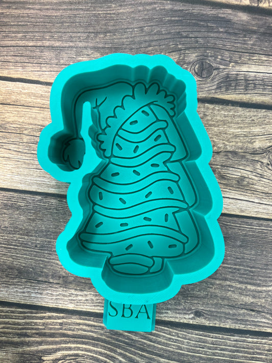 Christmas Tree Cake with Santa Hat Silicone Freshie Mold