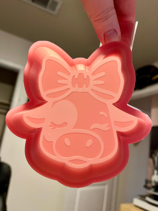 Cute Cow with Bow Silicone Freshie Mold