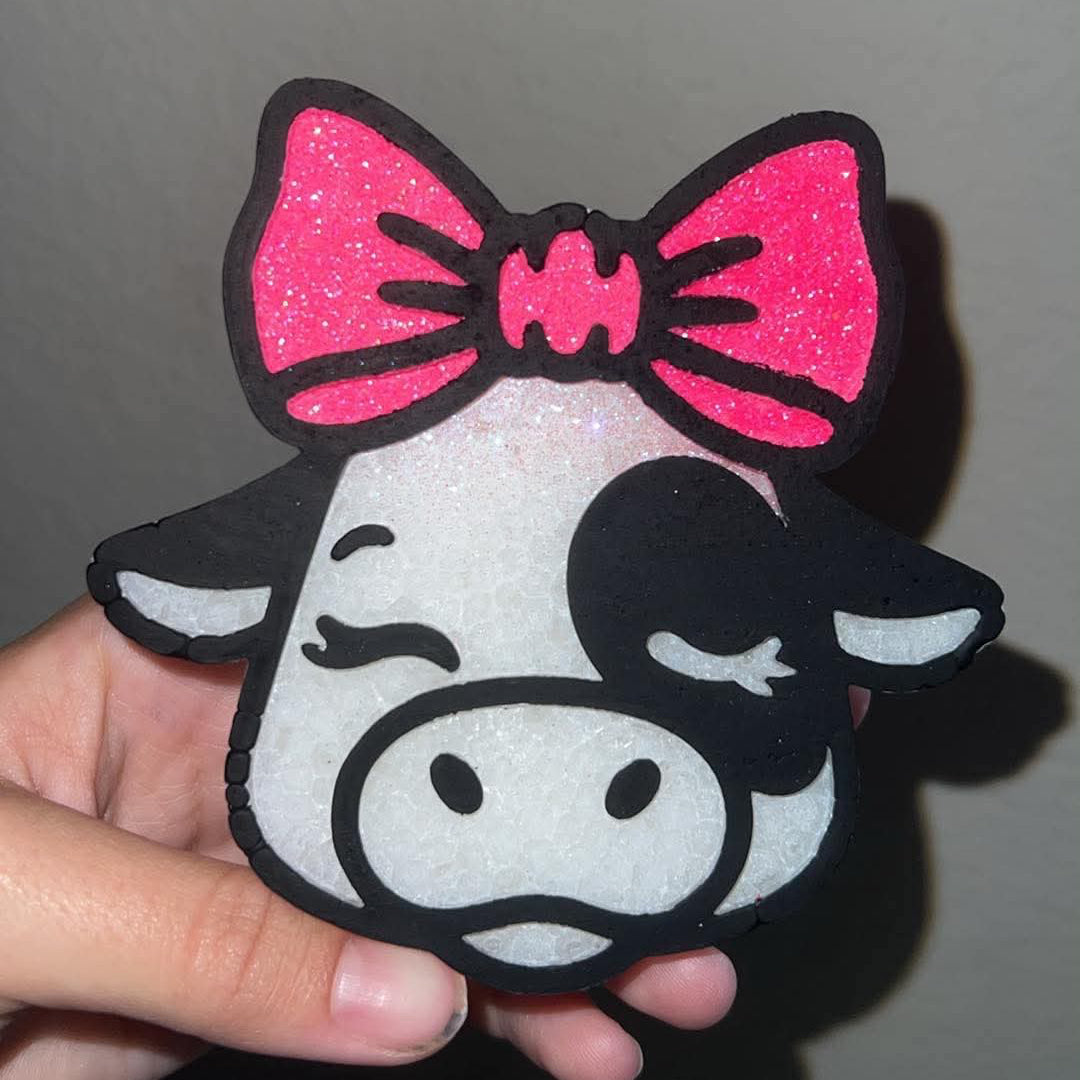 Cute Cow with Bow Silicone Freshie Mold