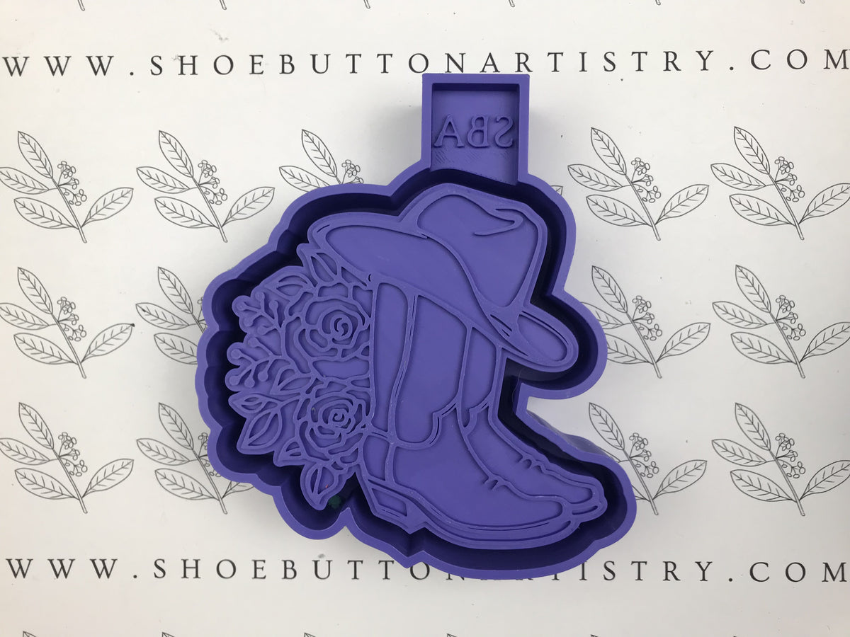 Floral Cowboy Boots With Hat 3D-Printed Freshie Housing