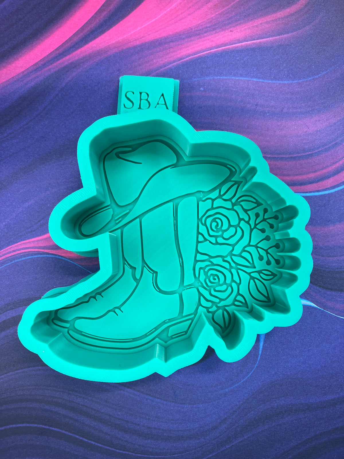 Floral Cowboy Boots With Hat Silicone Freshie Mold
