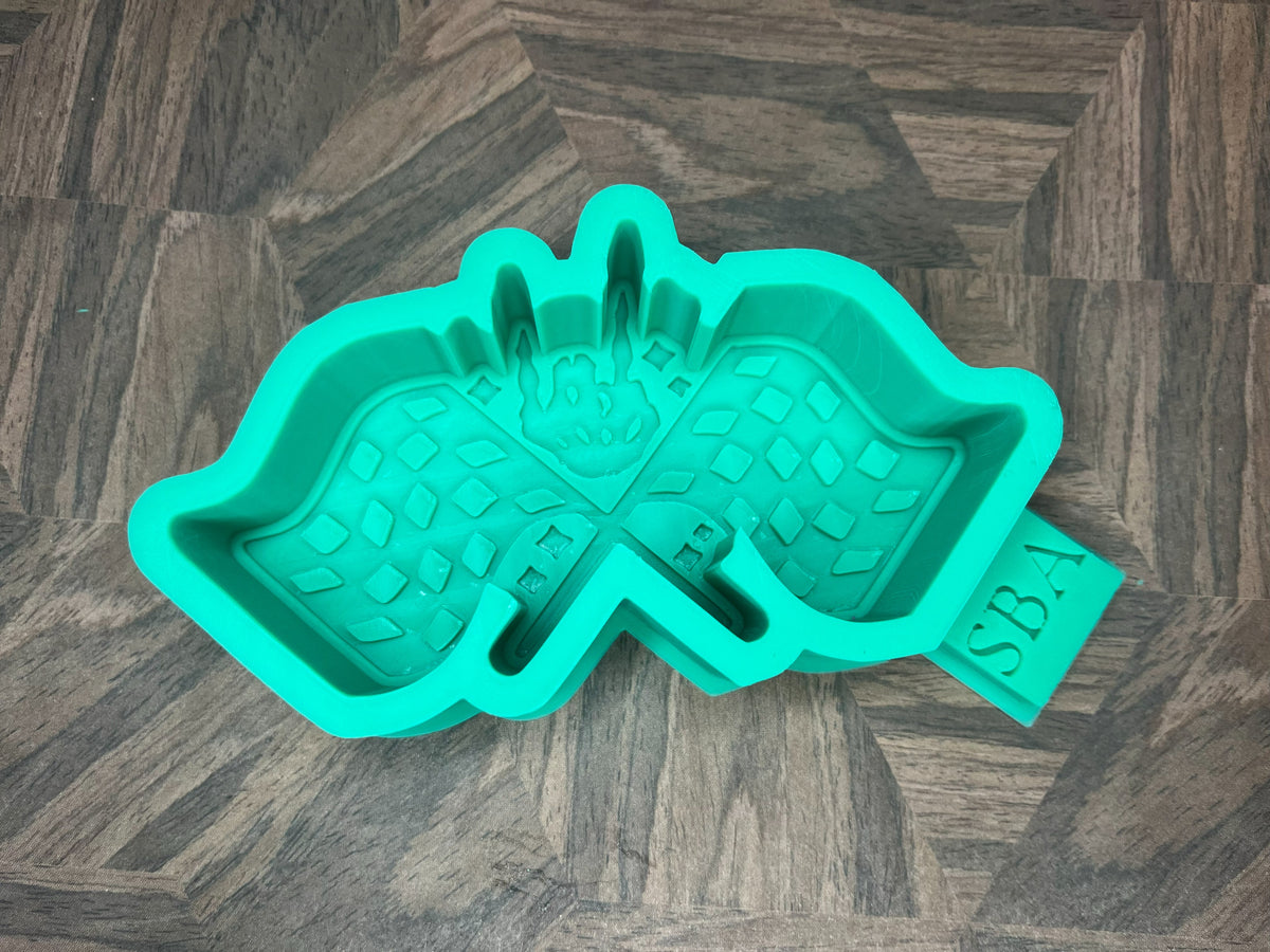 Checkered Flag With Skeleton Hand Silicone Freshie Mold