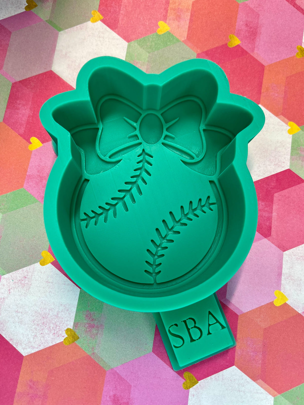 Baseball With Bow Silicone Freshie Mold