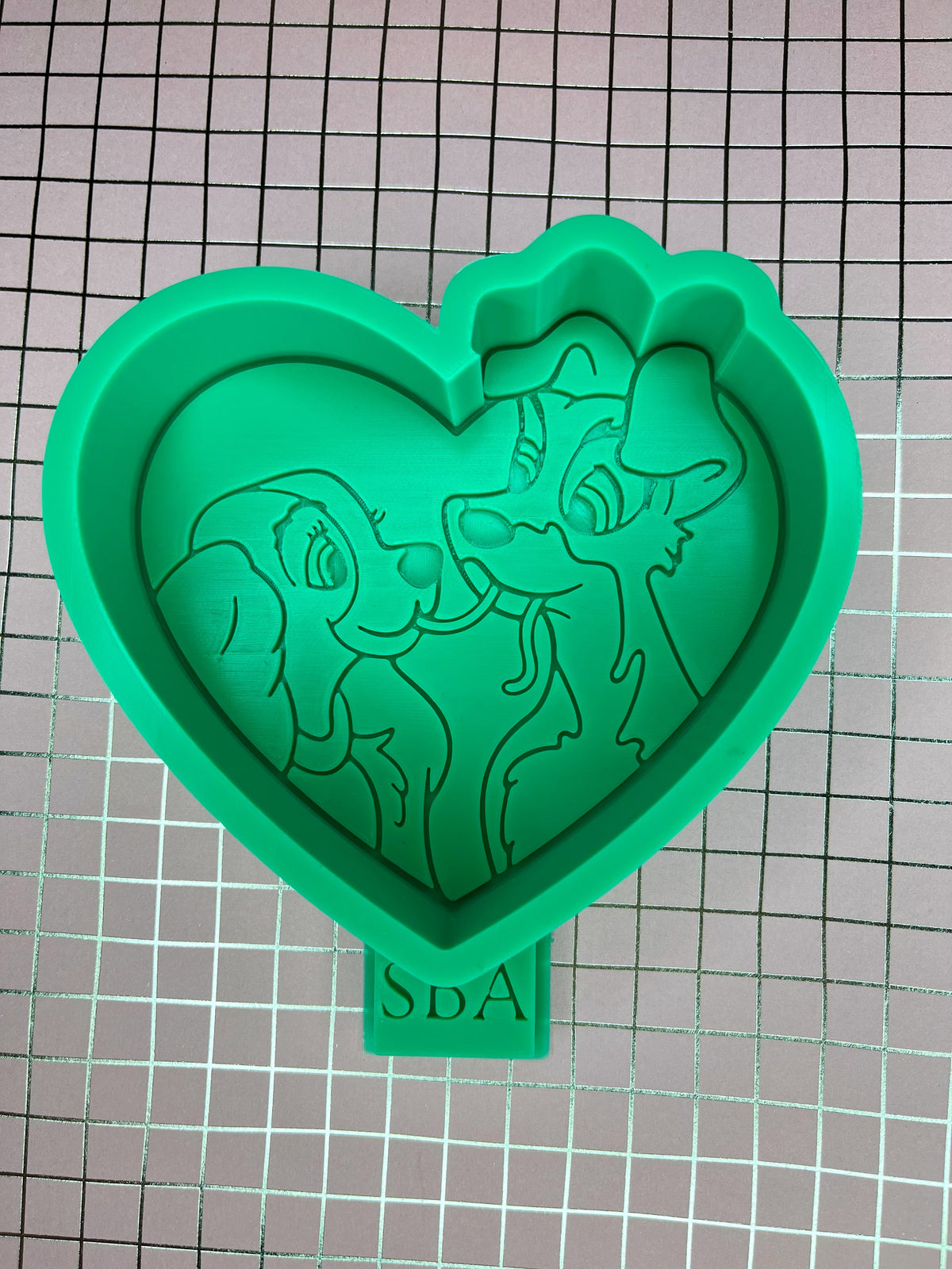 Two Dogs in Heart Silicone Freshie Mold