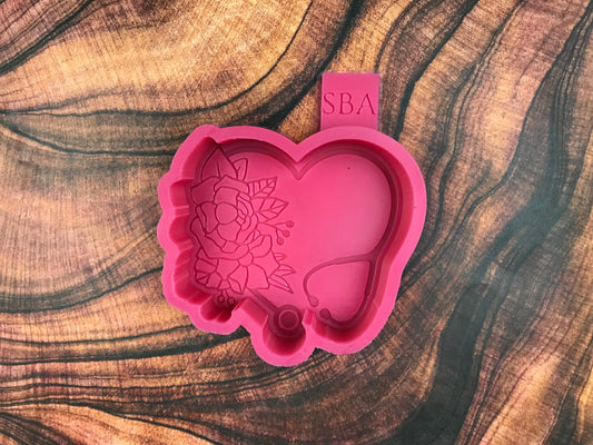 Floral Heart Stethoscope Freshie Mold