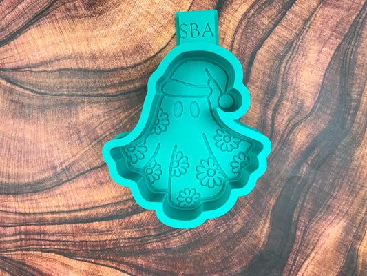 Floral Ghost with Santa Hat Freshie Mold