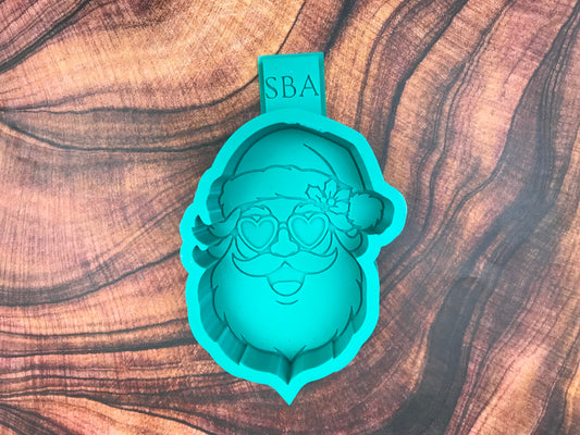 Santa with Heart Glasses Freshie Mold