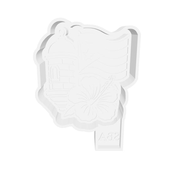 Puerto Rico Flag Tower And Flower Digital Freshie Mold File