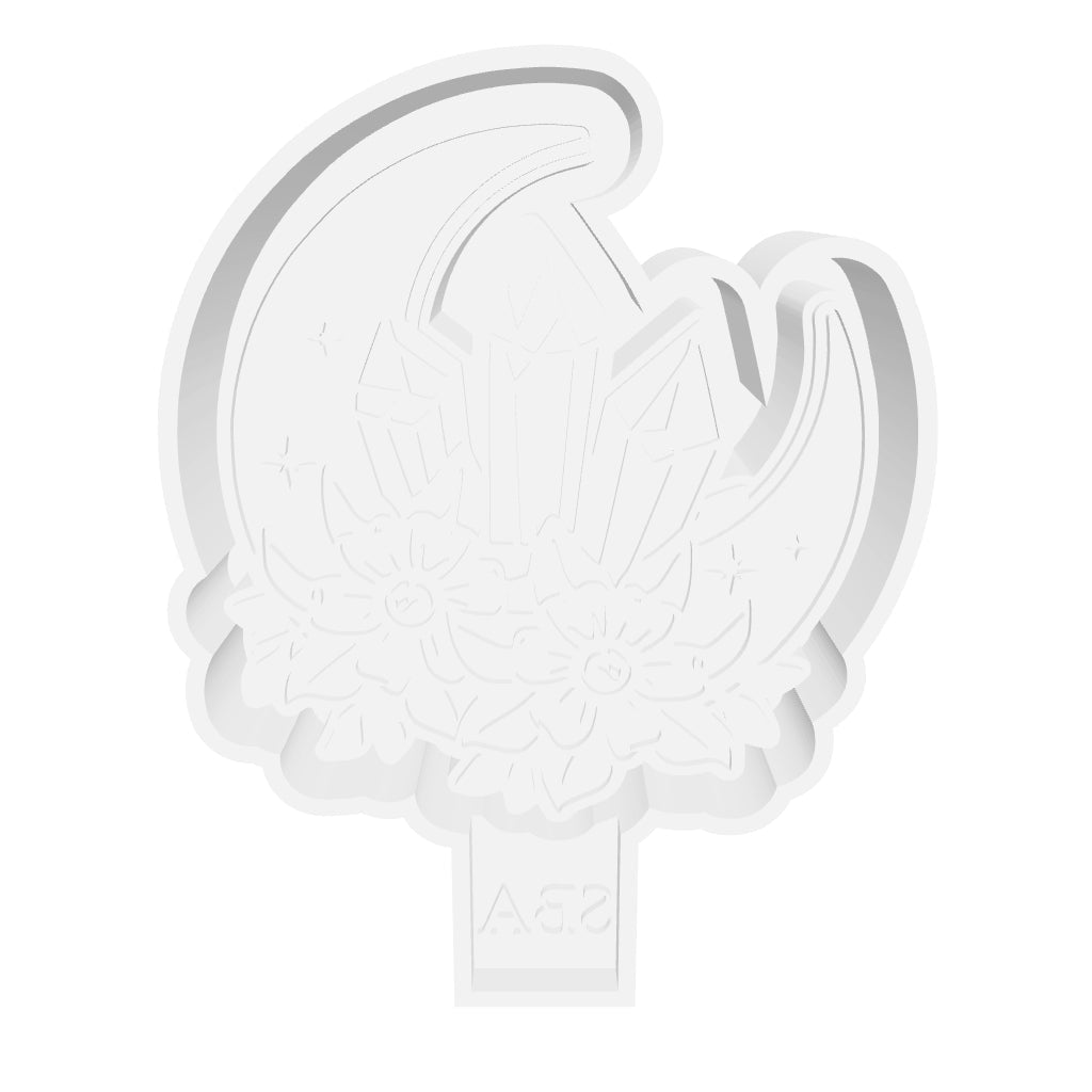Floral Crystal Moon Digital Freshie Mold File